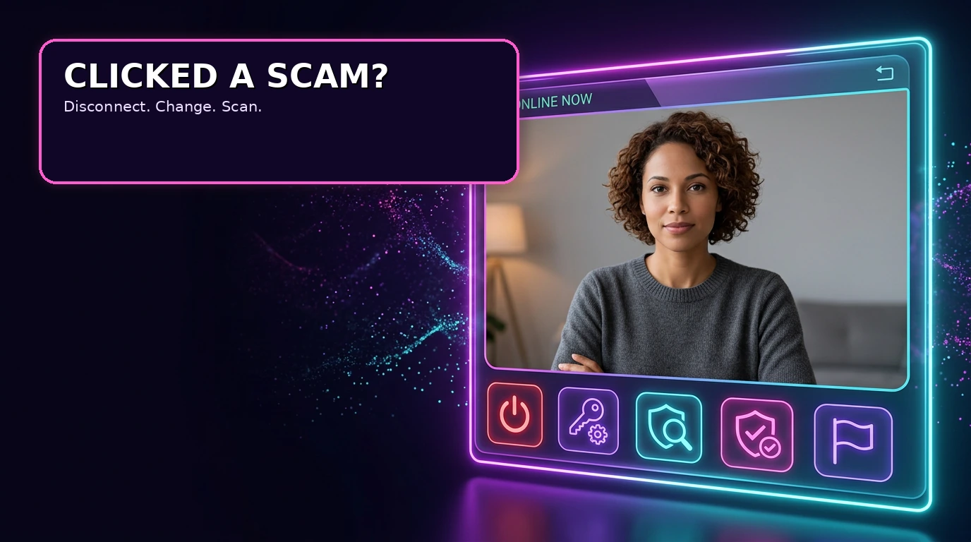 Disconnecting, changing passwords and scanning after a suspicious website click