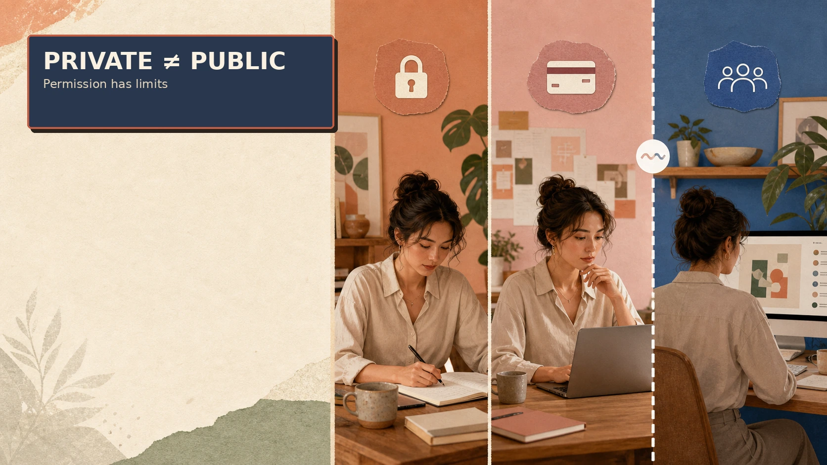 Private, paid and public content boundaries for an adult creator