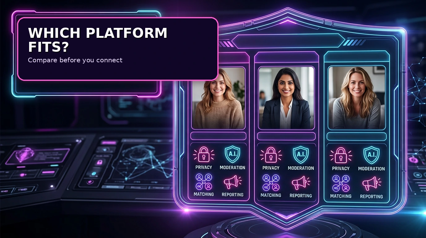 Privacy, moderation, matching and reporting scorecard for random video chat platforms