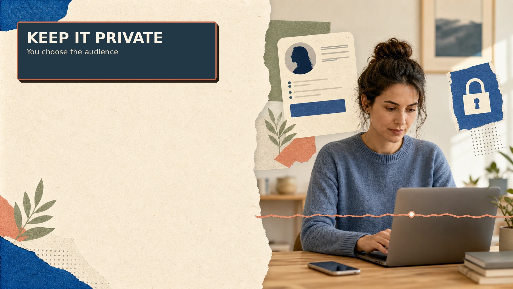 Adult user protecting a social profile with privacy controls