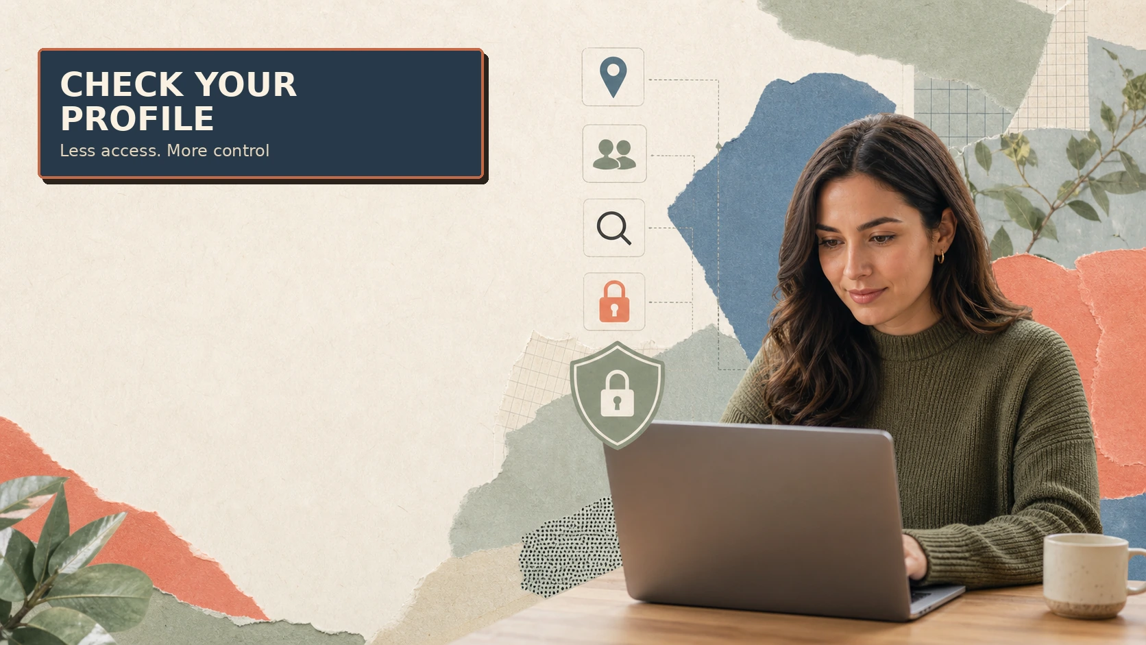 Reviewing social profile privacy settings before sharing an account