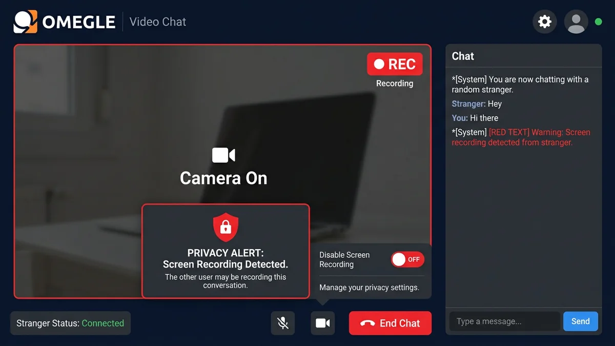 Omegle UI recording warning
